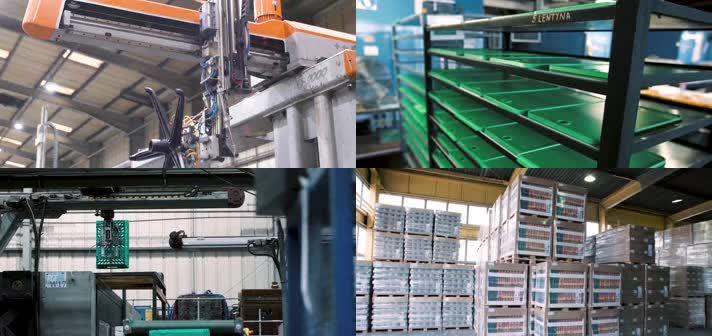 4k塑料制品企业生产加工代工厂自动流水线仓视频素材,工业制造视频